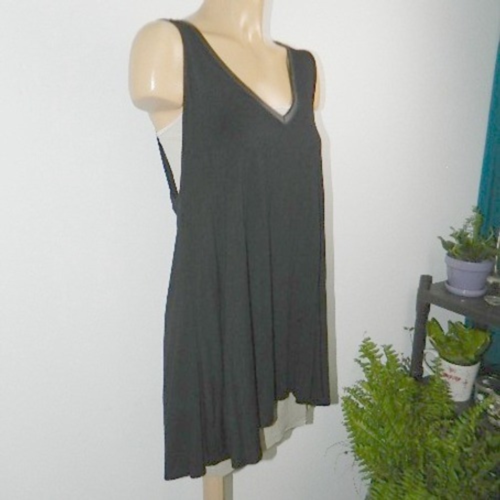 Torrid Tunic Tank Top Women Small Black Faux Leather Wrap Style Back Asymetrical